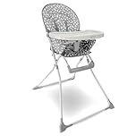 My Babiie MBHC1 Compact Highchair – Ultra Lightweight (5kg), Foldable, Easy Clean, Padded Seat, Footrest, Tray Cup Holder, for Toddler, from 6 Months to 3 Years (15kg) – Grey Dalmation