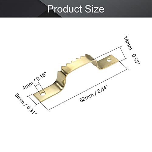 Image of MroMax 20PCS Sawtooth Picture Hangers Iron Picture Hangers 2.44 inch x 0.31 inch Double Hole Picture Frames Hangers for Hanging Clock Paintings Artwork Picture Frame Hook Photos Gold