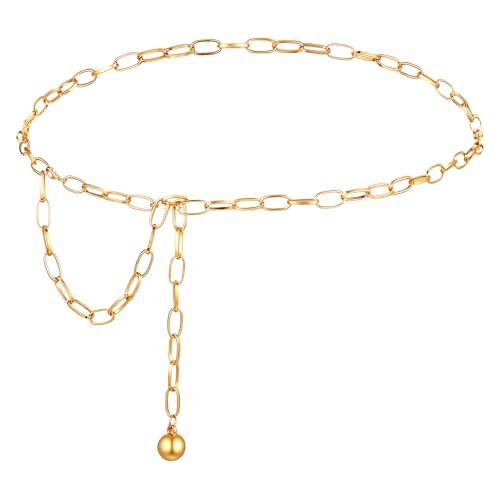 Xthrotsenk Gold Waist Chain Metal Link Chains Belt Women Metal Chunky Waist Chains Rumi Belts for Dresses Jeans Women