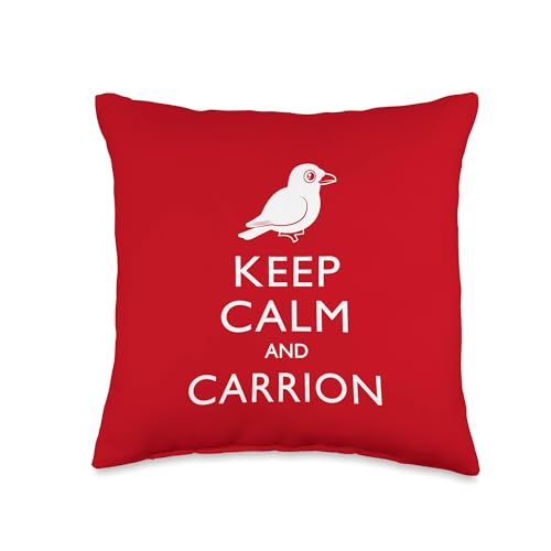 Birdorable Keep Calm Funny Carrion Crow Spoof Cartoon Bird Throw Pillow, 16x16, Multicolor