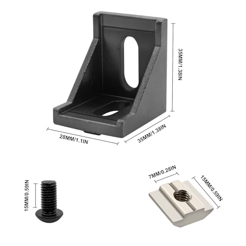 Image of 24pcs 3030 Aluminum Extrusion Corner Brackek Black 3030 Hardware Accessories T-Slot with Screws for 8020 Aluminum Profile 3D Printer Accessories