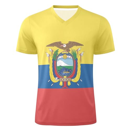 JIEASH Ecuador Flag Men's Soccer Jersey Sports Training T-Shirt Breathable Athletic Short Sleeve