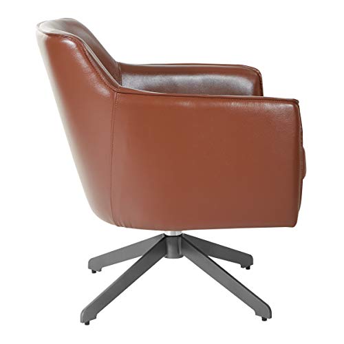 Image of Office Star FL Series Faux Leather Guest Chair with 360 Degree Swivel and Black Base, Saddle