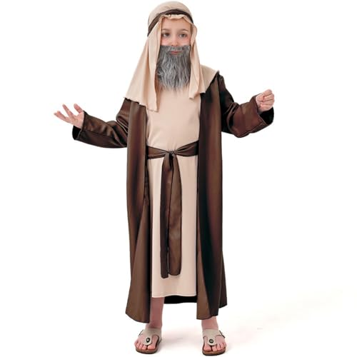 Disfraz de Jesús para niños 6-12 años color marrón miniatura 3
