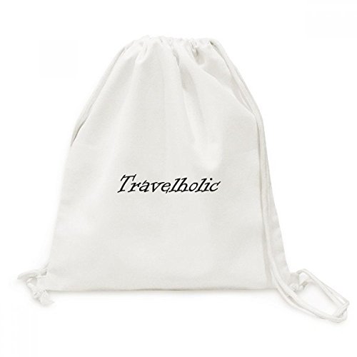 Sac à dos à cordon de serrage en toile authentique au design imprimé d'inspiration voyage