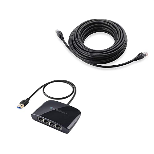 Cable Matters Cable Ethernet Cat6 Negro 9.14 m con Switch Ethernet USB miniatura 1