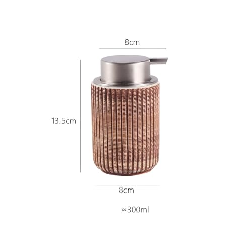 Image of Foaming Soap Dispenser, Ceramic Bathroom Countertop Hand Soap Dispenser for Kitchen Sink Refillable Liquid Lotion Soap Dispenser Bathroom Bottle with Pump (Brown Foam)
