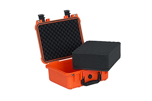 Meijia Portable All Weather Waterproof Protective Case,Hard Case,Camera Case With Customized Fit Foam,Fit Use Of Drones,Camera,Equipments,Pistols,13.35 X11.63X5.98Inches (Orange) #TOP3