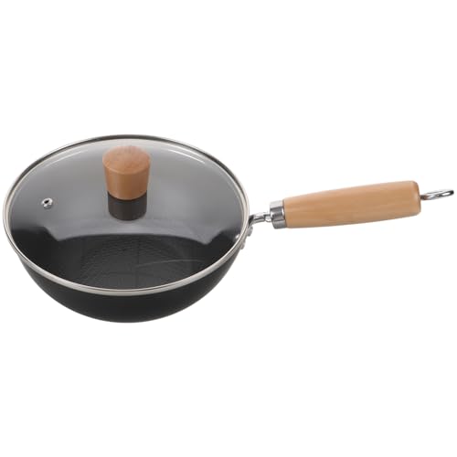 Wok pequeño de hierro fundido con tapa antiadherente miniatura 1