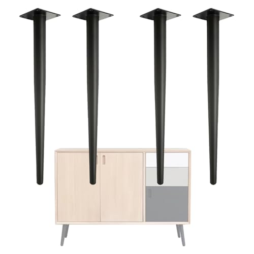 4 patas modernas de metal negro para muebles, resistentes de 4 a 28 pulgadas, patas de acero ajustables para sofá, mesa de café, mesa de comedor y armarios, diseño de inclinación vertical