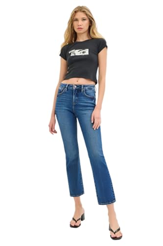 SALT TREE Risen Jeans - Tummy Control High Rise Crop Straight Jeans - PSC21045D