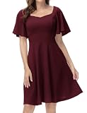 50s Kleider Rockabilly Vintage Retro Kleid cocktailkleider Burgundy a Linie Kleider CL649-2 L