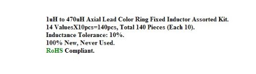 Dip Inductor Assorted Kit 14Valuesx10Pcs 1Uh To470Uh 1/2W #TOP4