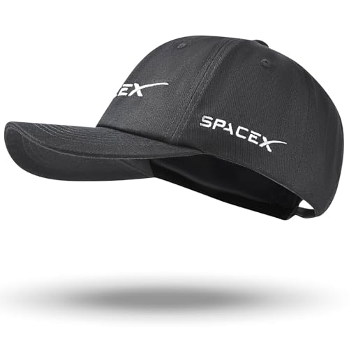 Image of SpaceX Embroidered Baseball Cap - Classic Black Cotton, Adjustable Fit, Unisex Gift for NASA & Space Fans, Includes Wall Hook