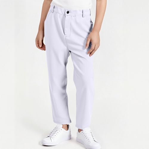 Kids Dress Pants Boys Suit Pants Formal Flat Front Straight Leg Trousers Slim Fit School Uniform Pant with Pockets2