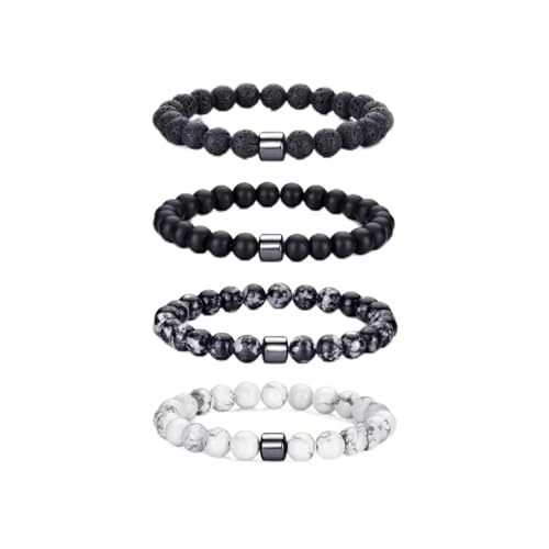 IQIC Anti Alcohol Bracelet for Men Women Stop Smoking Bracelet Tiger-eye Volcanic Stone Protection Bracelets Anxiety Relief Spiritual Bracelets Drink Anxiety Stress Jewelry (4pcs A)