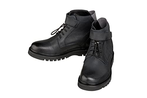 CALTO Men's Invisible Height Increasing Elevator Shoes - Dark Blue Leather Lace-up Work-Style Casual Boots - 3.2 Inches Taller - K83116 - Size 11 D(M) US4