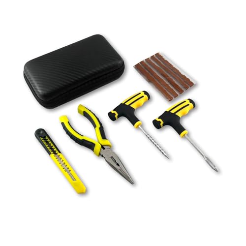 Image of Tire Repair Kits - 9 PCS - Puncture Plug & Patch Kit with Case, Portable Tire Patch Kit, for Emergency Tire Repairing, Ideal for Car, Truck, Motorcycle and Bikes
