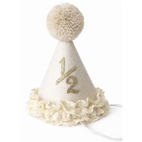 Image of piercing Half Birthday Decoration for kids, 1 /2 Birthday Decorations for kids, Half Way to One Decoration, Half Birthday Cap, Adorable Party Hat Milestone, Great for Photo Shoots