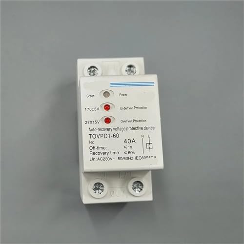 Relé protector de sobretensión y subtensión 40 A 230 V automático con rearme para carril DIN