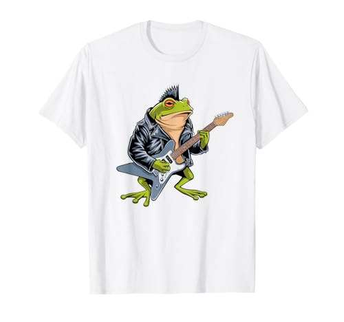 Punk Heavy Metal Bullfrog Retro Rock Frog Maglietta