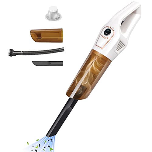 ikasus - Aspirador de mano inalámbrico USB para coche, recargable, aspirador portátil, succión potente para casa, mesa, oficina, color blanco