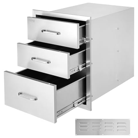 Mophorn Outdoor Kitchen Stainless Steel Triple Access BBQ Drawers Cover