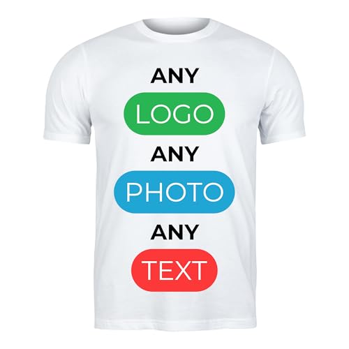 Personalised Unisex T-Shirt Short Sleeve Crew Neck Shirt Novelty Rude Top Tee Funny Custom Customised Message Any Text or Image Adults S|M|L|XL|2XL (UK, Alpha, M, Regular, Regular, White)