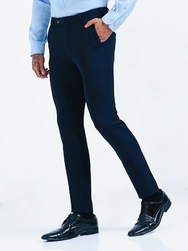 Image of Mc Henry Men's Techno Flex 2inch-Waist Expandable Wrinkle Free Slim Fit 4 Way Lycra for Elite and Luxurious Formal /Casual Trousers