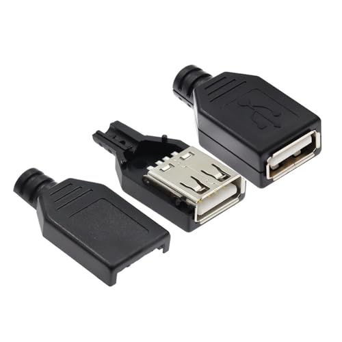 Conector USB Tipo A de 4 Pines DIY con Cubierta Negra Kit de 10 Unidades Macho y Hembra 4