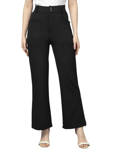 Pantalon en polyester noir femme coupe infroissable confort