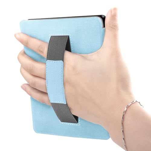 Case for 6" Kindle Paperwhite (10th Generation, 2018), Ultra Clear Soft Light Transparent TPU Back Cover with Hand Strap, Auto Wake/Sleep, Light Blue by Youngme - Used condition - Image 4
