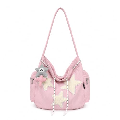 Sacola Feminina Y2k Bolsa Veludo Contelê Bolsa Carteiro Sacola Coreana Estilosa Tranevsrsal Passeio Presente Bolsa Hobo ALWY (Rosa)