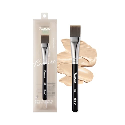 Piccasso Brush 163 Foundation Brush Soft & Dense Synthetic Bristles for Flawless Face Makeup, Perfect for Cream & Liquid Foundation