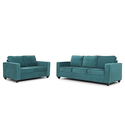 Image of Wakefit Sofa Set | 3 Year Warranty | Sofa 5 Seater, 5 Seater Sofa for Living Room, Wooden Sofa Set, Sofa Set 3+2 Seater - Napper(Malphino : Malibu Green)