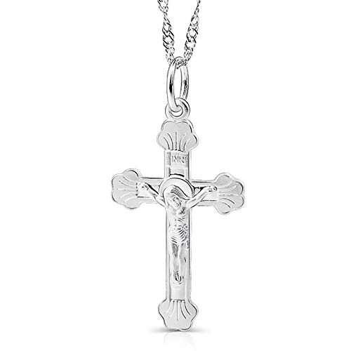 Croix en Argent S990 pendentif d'exception avec sa maille fine waterwave de 18 pouces en argent 925