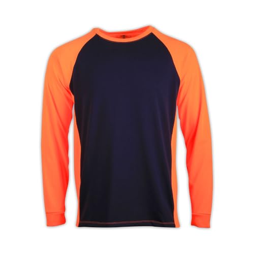 Arborwear Tech 2-Tone Men s Long Sleeve Work Shirt Durable Outdoor Tee, Navy/Safety Orange - X-Large