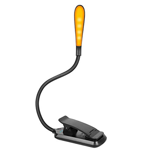 Preisvergleich Produktbild Leselampe, SINJIAlightAugenschutz Bernsteinlichtklemmlampe 15 Modes leselampe buch klemme mit 7 LEDs, 3 Helligkeit und 3 Farben per Berührungssensor klemmleuchte, USB Rechargeable Flexible Buchlampe
