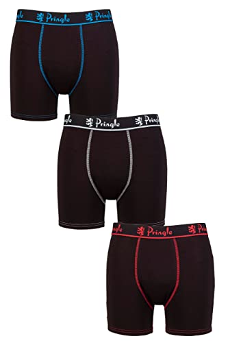 Pringle Mens Bamboo Boxers Pack of 3 Black Red/Light Blue/Blue XL