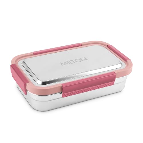 Image of MILTON Modern Meal Sr. Stainless Steel Tiffin, Set of 2 (950 ml,150 ml), Pink | Food Grade | BPA Free | Refrigerator Safe | Odour Free I Durable and Stylish Lunch Box for Home, Office & Travel