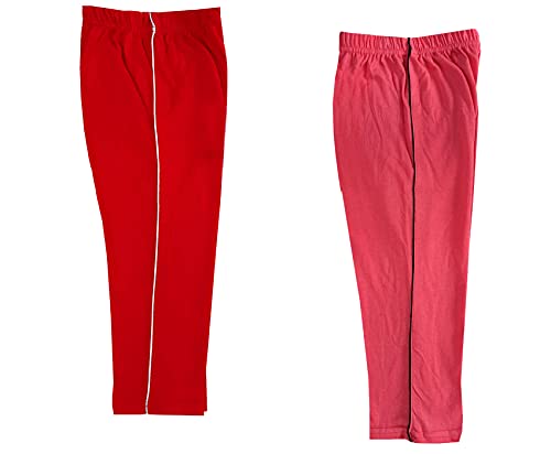 Image of indi weaves Girls Cotton Solid Capri 3 /4th Leggings (Pack of 2)