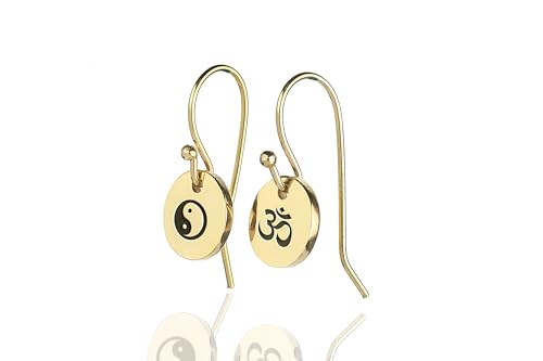 Boucles d'oreilles taoïsme et hindouisme en acier durable rondes sacrées