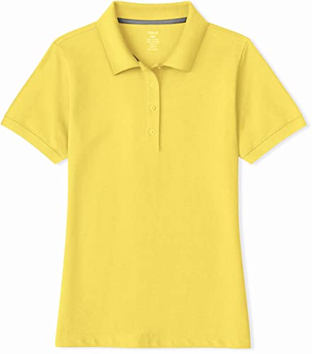 Tsla Women's Short Sleeve Classic Polo Shirt, Upf Summer Cotton Pique Collared Shirts, Dynamic Cotton-Blend Casual Tops, Cotton Blend Light Yellow, X-Large #TOP6
