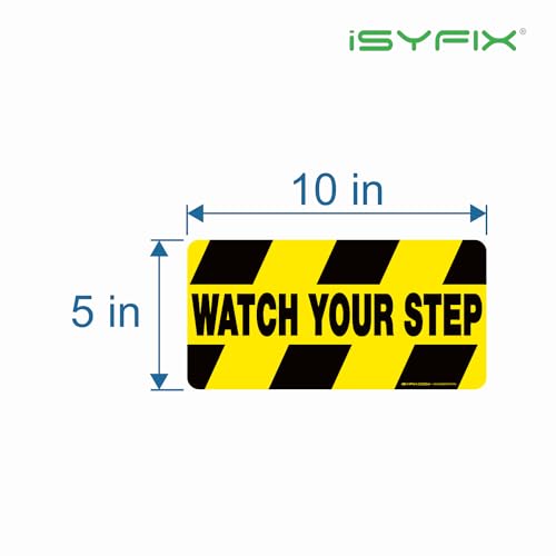 image for iSYFIX Watch Your Step Floor Decals Stickers - 6 Pack 10x5 Inch - Prem