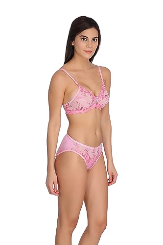 Image of Tipsy Women's Net Lace Non Padded Non Wired Bra Panty Set