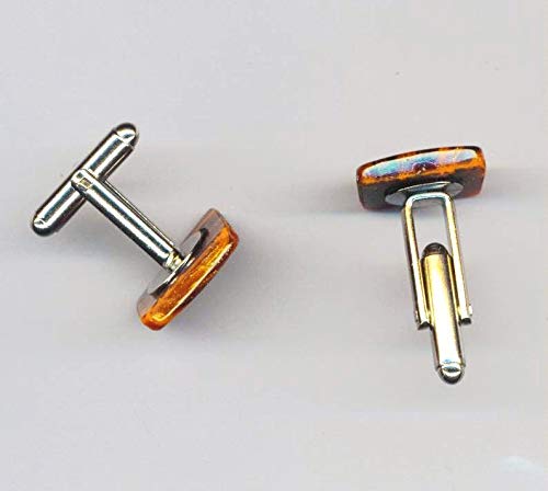 Father's Day Gift Caramel Brown Cufflinks Vintage German Glass Square Cuff-link Everyday Mens accessories for Him