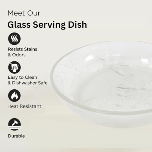Image of Glassbunny 5.5 Inch Round Dessert Plate Clear Glass Serving Plate with Embossed Maple Leaf Design, Textured Frosted Finish 260ml Elegant Round Dish for Serving Snacks, Desserts, Fruits Pack of 6