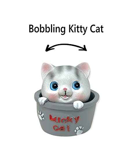 Image of AUGEN Polyresin Cute Cat Happy Bobblehead Idol Statue Showpiece for Home Decor Decoration and Gifting (1 Piece,7532F-B)