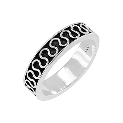 Silver Wave Sterling Silver Ring, Sterling Silver Ring Size L 1/2, 925 Sterling Silver Rings, 925 Silver Rings for Women Cover