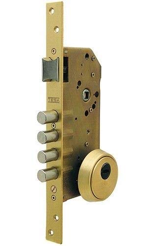 tesa R200B Türschloss mit Bolzen 50 T60 70 mm Messing poliert